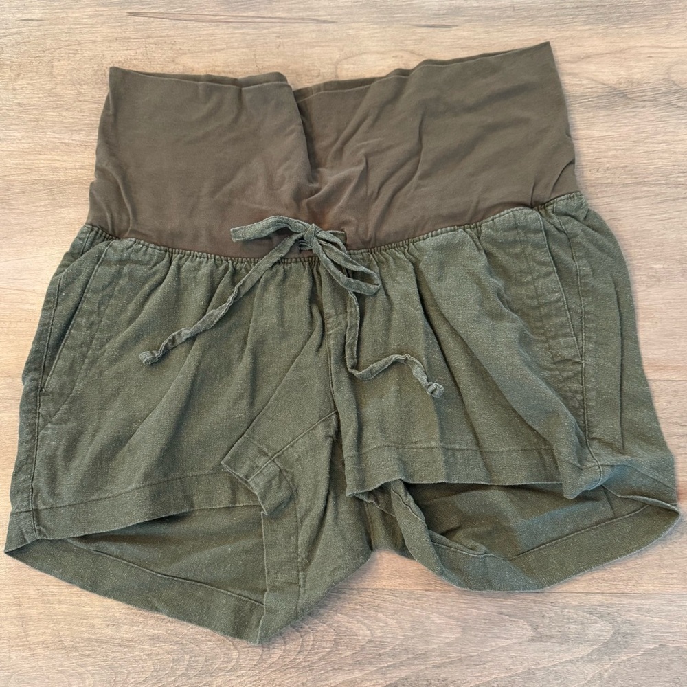 Old Navy Maternity Green Linen Shorts Size Small
